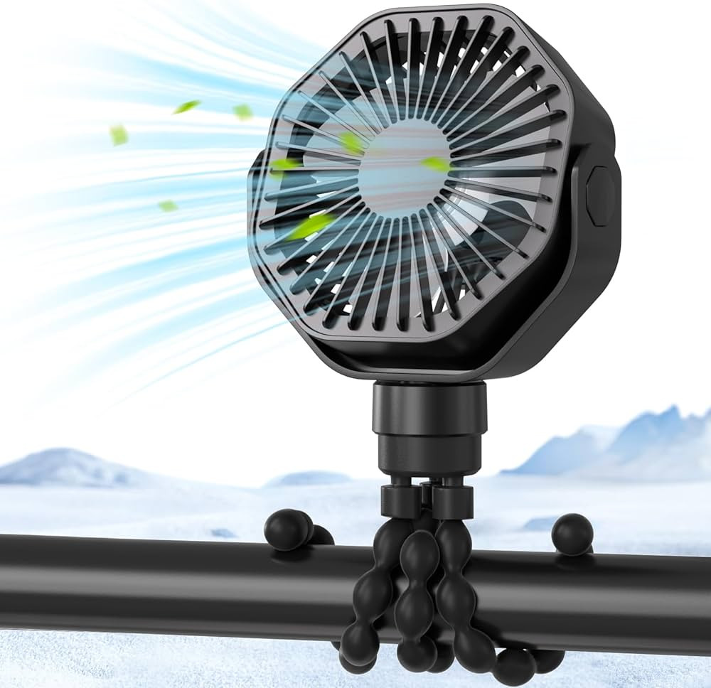 Lerat Portable Stroller Fan With Flexible Tripod, 3 Speeds Rechargeable Handheld Personal Fan, 36... | Amazon (US)