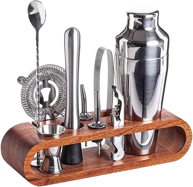 Cocktail Shaker Set Bar Accessories 10 Pcs Stainless Steel Cocktail Shaker Set with Stand Bartend... | Amazon (US)