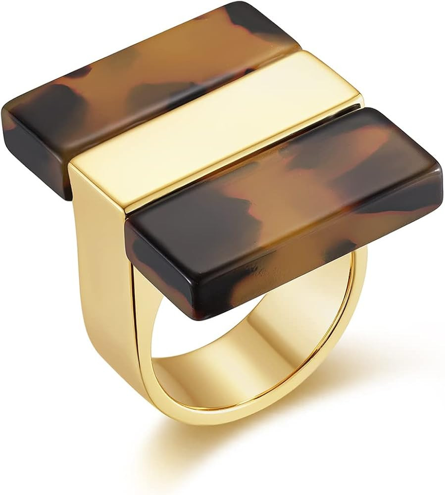 Mothers Day Gifts for Wife Leopard Ring for Women Leopard Jewelry Adjustable Gold Plated Acrylic ... | Amazon (US)