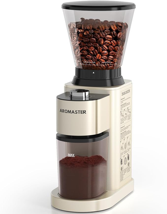 Aromaster Burr Coffee Grinder, Coffee Grinder Electric, Stainless Steel Coffee Bean Grinder, 24 G... | Amazon (US)