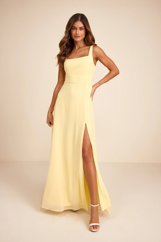 Remarkable Arrival Light Yellow Sleeveless Maxi Dress | Lulus