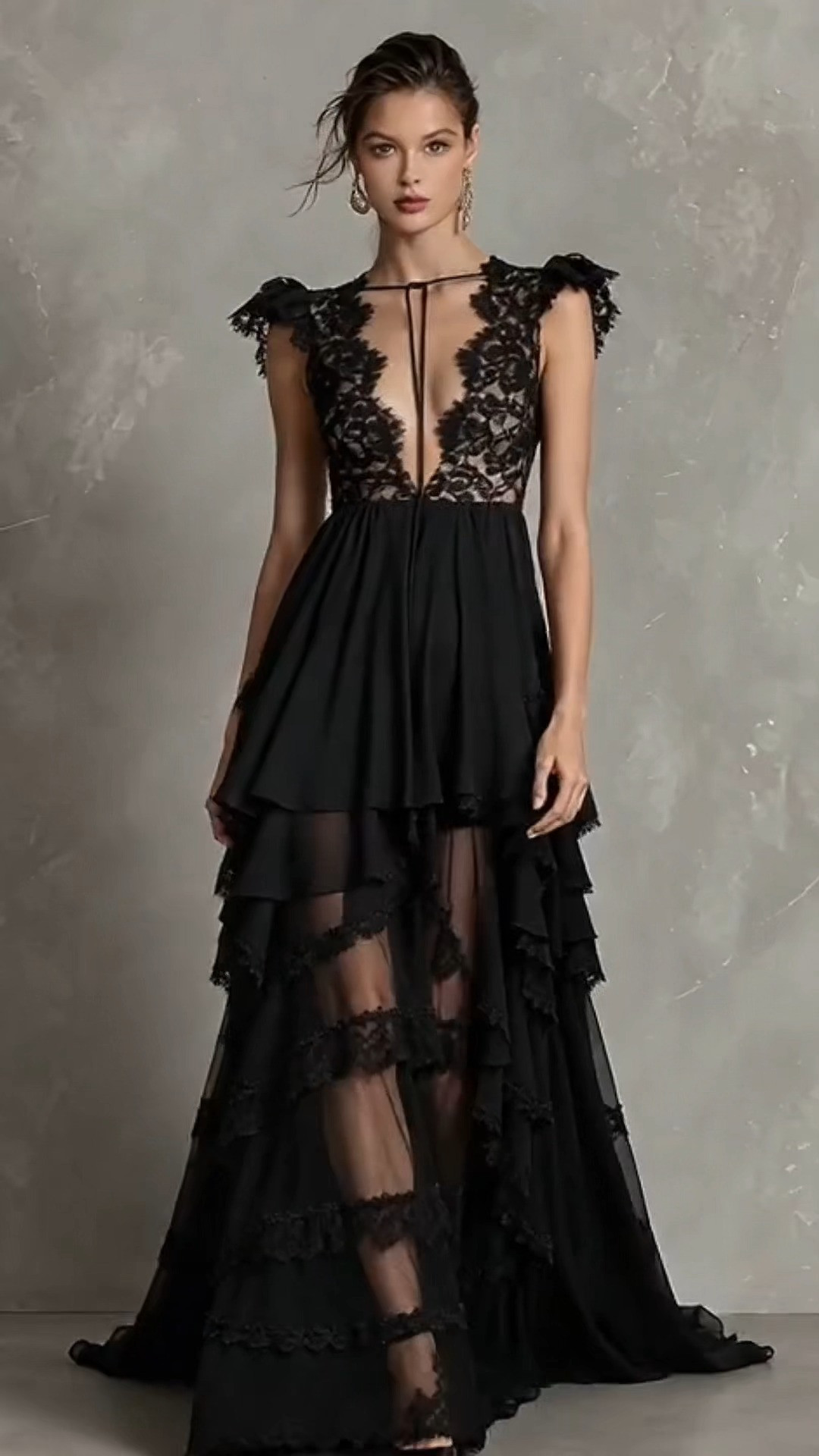 Elegant Black Lace Tiered Evening Gown | Romantic Formal Look

#EveningGown #BlackLaceDress #FormalDress #SpecialOccasionOutfit #LaceGown 

 #LTKOver40 #LTKWedding