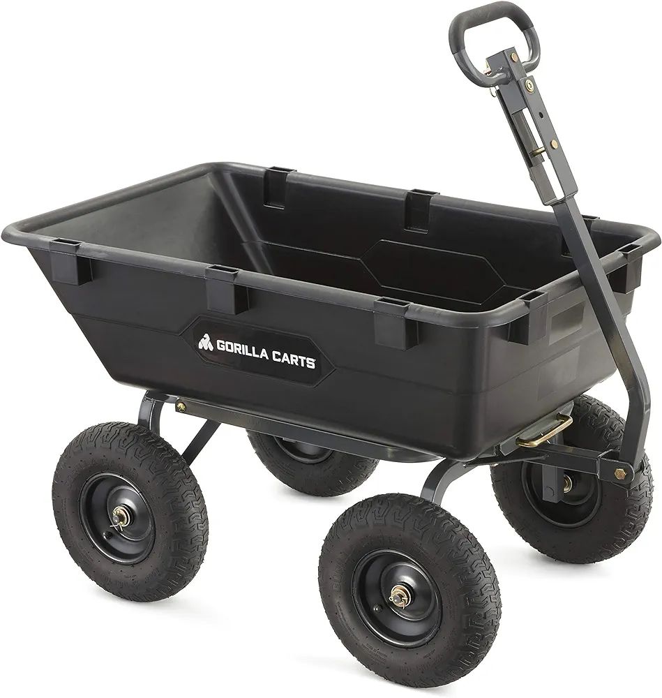 Gorilla Carts GOR6PS Poly Yard Dump Cart, Heavy-Duty Convertible 2-in-1 Handle, 1-(Pack), Black | Amazon (US)