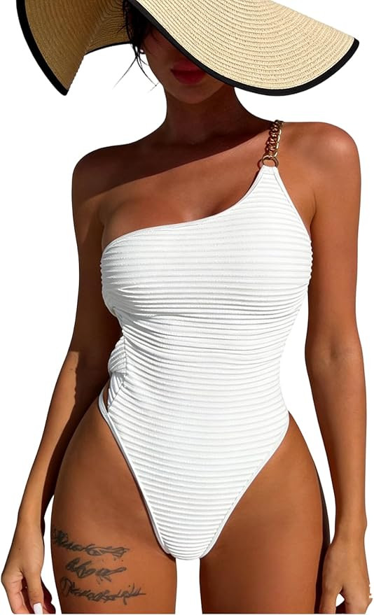 OYOANGLE Women's Cutout One Piece Swimsuit One Shoulder Bathing Suit High Cut Twisted Cheeky Swim... | Amazon (US)