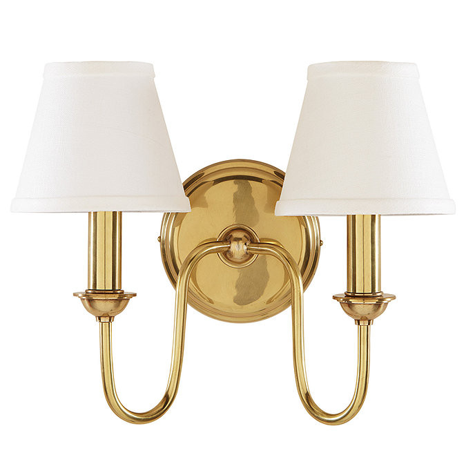 Hazel Double Sconce Lights with Linen Lamp Shade | Ballard Designs, Inc.