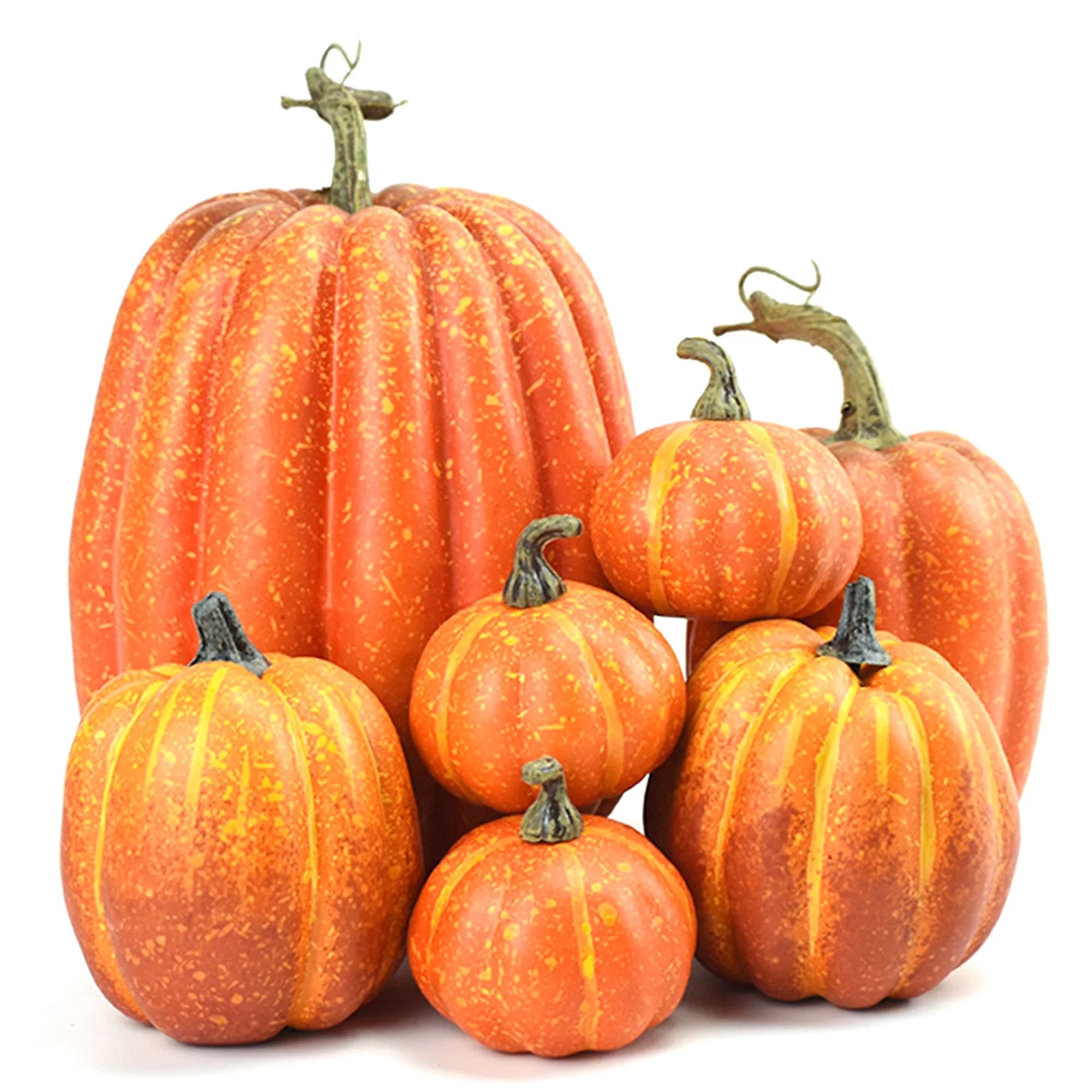 Mubineo 7Pcs Halloween Simulation Pumpkin, Model Artificial Craft Fall Harvest Decoration - Walma... | Walmart (US)