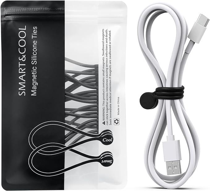 SMART&COOL Reusable Silicone Magnetic Cable Ties for Bundling and Organizing, Holding Stuff, Book... | Amazon (US)