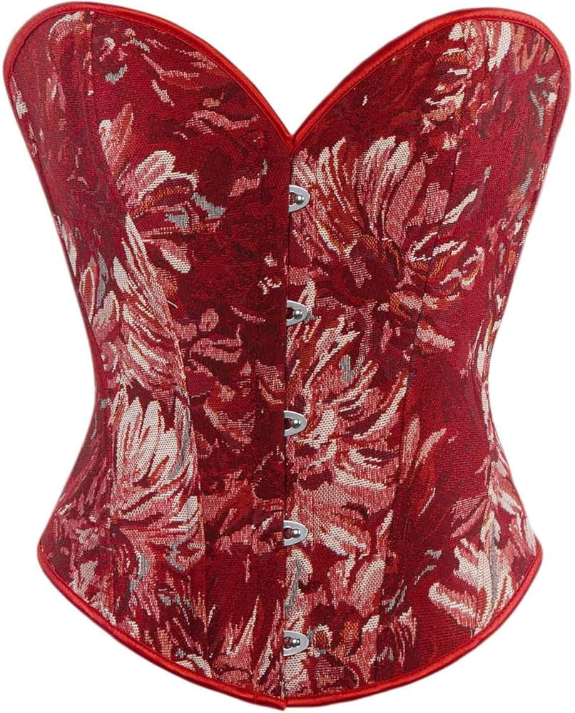 Sinzelimin Women's Corsets Vintage Renaissance Bustier Floral Off Shoulder Elegant Lace Up Boned ... | Amazon (US)