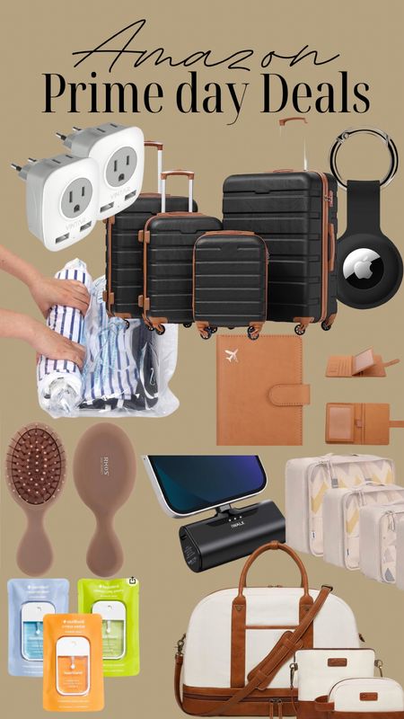 Amazon travel 
Suitcase 
Travel adapter 
Hair brush and straightener mini 
Packing cubes 
Hospital bag 
Duffel bag 
Passport holder 
AirTag holder 
Compression bags 
European travel
International travel 
Portable phone charger 

#LTKxPrime #LTKtravel