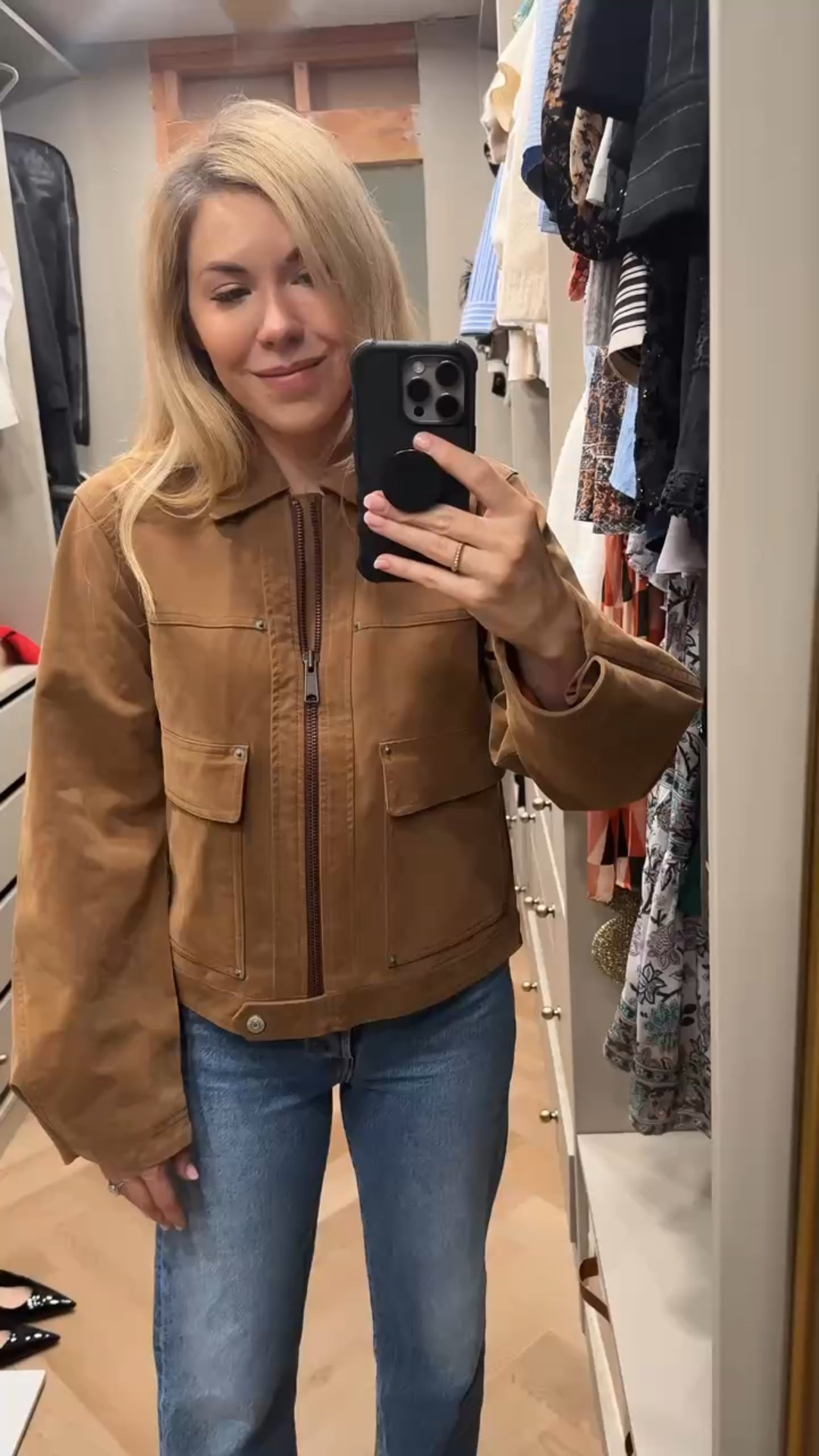 This faux suede jacket had such a cute fit and the sleeves can be wore 2 different ways! Just unsnap them.
Levi’s jeans (so flattering - fit TTS)


#LTKStyleTip #LTKShoeCrush 

#LTKFindsUnder100