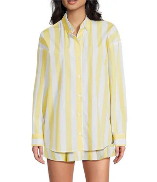 Copper Key Oversized Stripe Button Front Coordinating Blouse | Dillard's | Dillard's