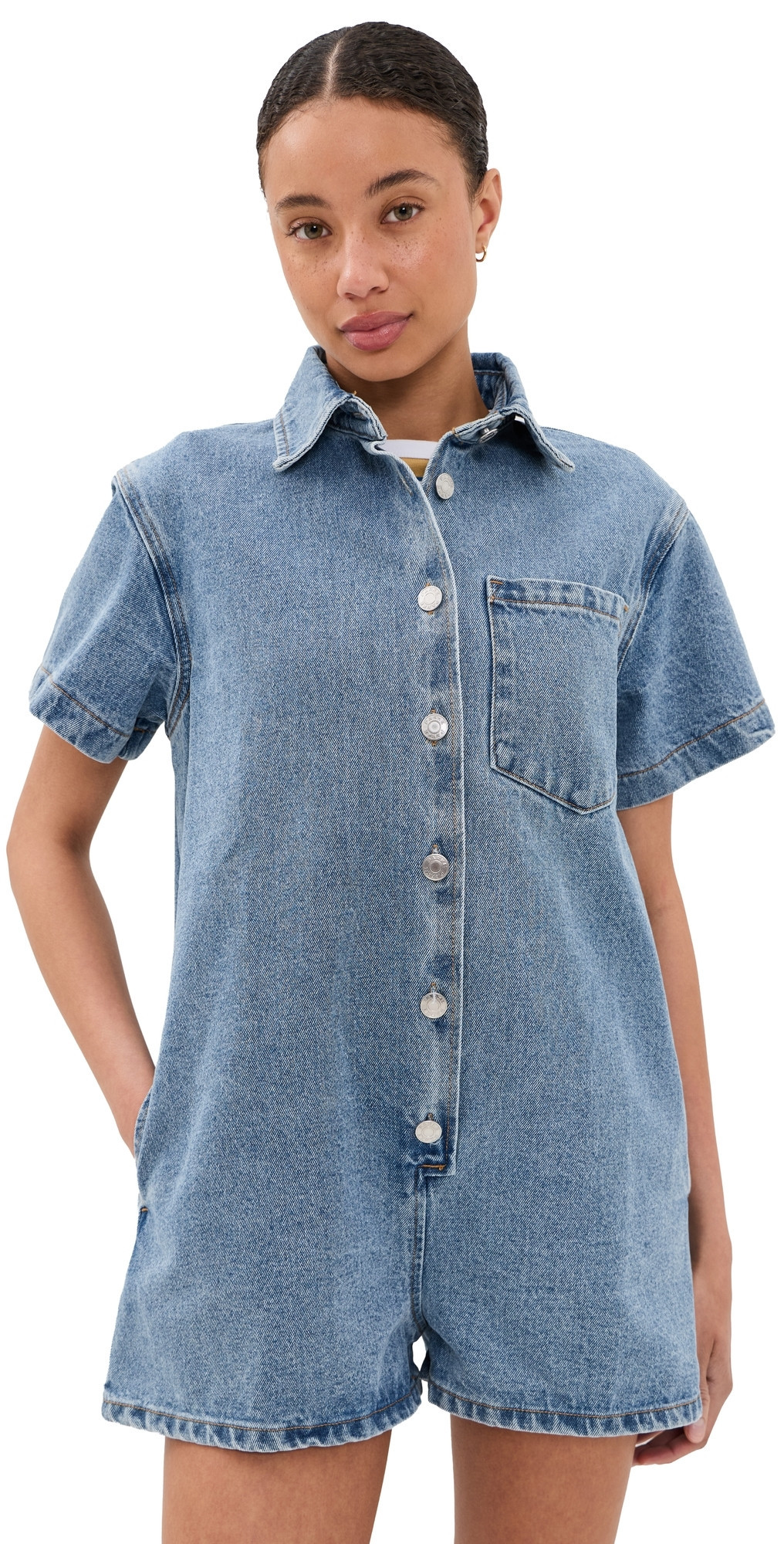 PARKE Short Sleeve Romper Vintage XS | Shopbop