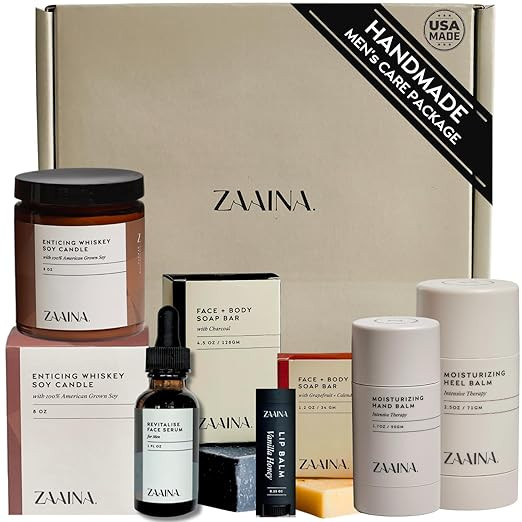 ZAAINA Men’s Self Care Package - Relaxation Spa Gift Set, Luxury Natural Handmade Grooming Kit ... | Amazon (US)