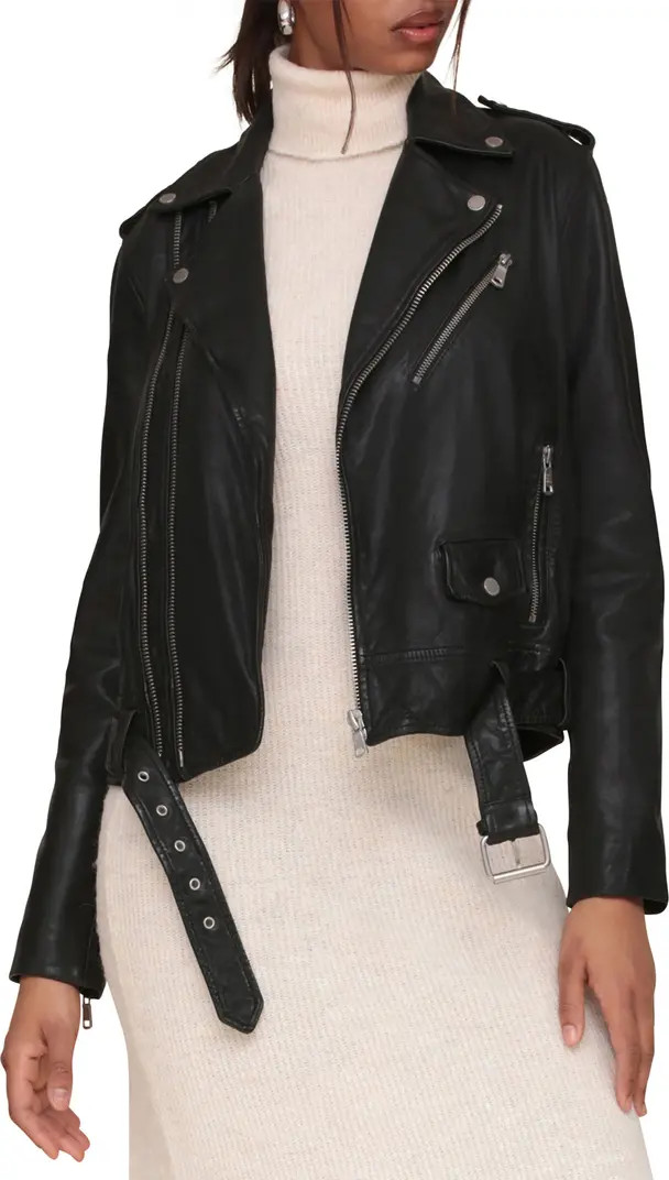 Avec Les Filles Lambskin Leather Double Zip Moto Jacket | Nordstrom | Nordstrom