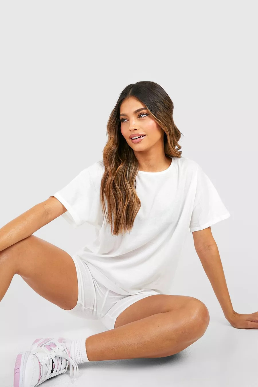 Oversized T-Shirt And Biker Short Two-Piece Set | Boohoo.com (US & CA)