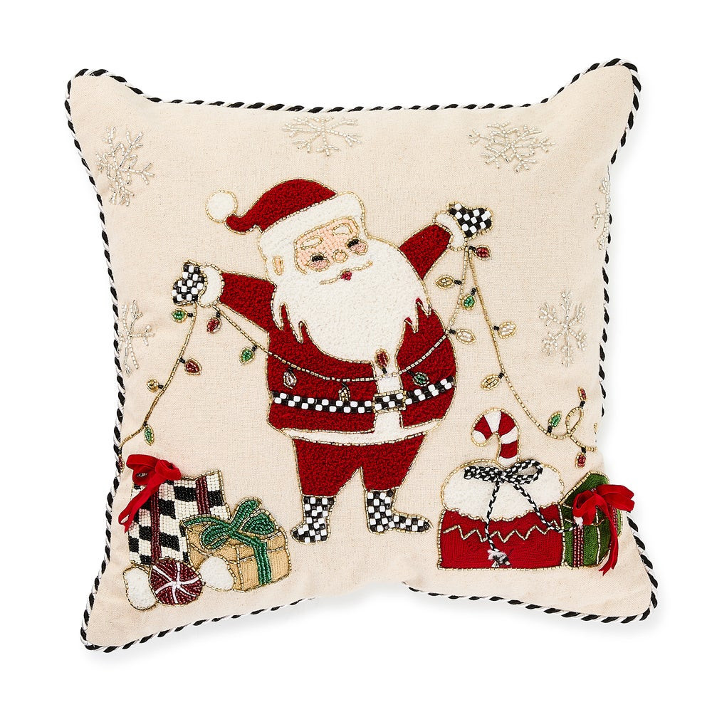 Santa with Tree Lights Throw Pillow | MacKenzie-Childs