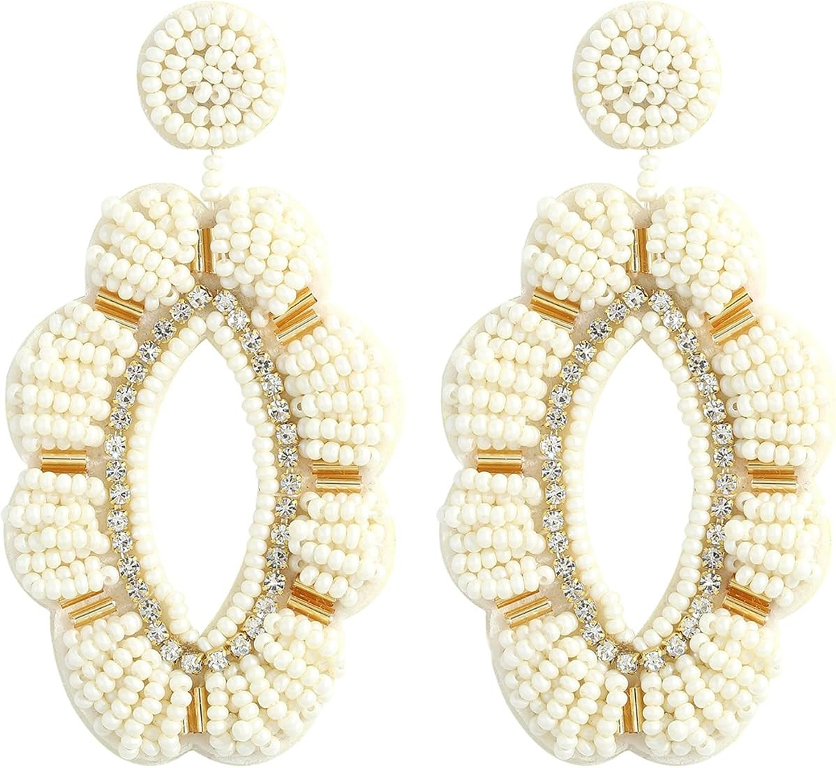 Fashion Cute DIY Handmade Beaded Statement Dangle Earrings for Women, Funny Elements for Multicol... | Amazon (US)