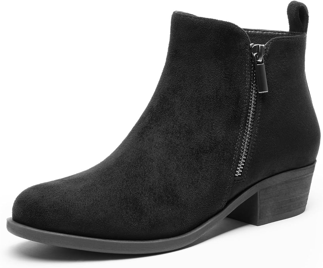 DREAM PAIRS Women's Ankle Boots Classic Low Chunky Heel Side Zipper Booties Shoes | Amazon (US)