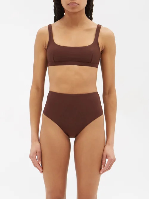 Matteau - The High Waist Recycled-fibre Bikini Briefs - Womens - Brown | Matches (US)
