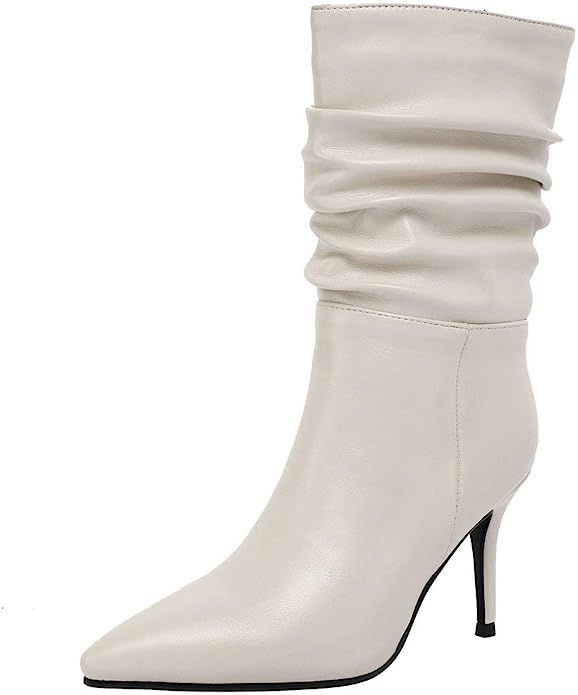 Caradise Womens High Heel Stiletto Slouch Pointed Toe Ankle Boots Pull On Booties | Amazon (US)