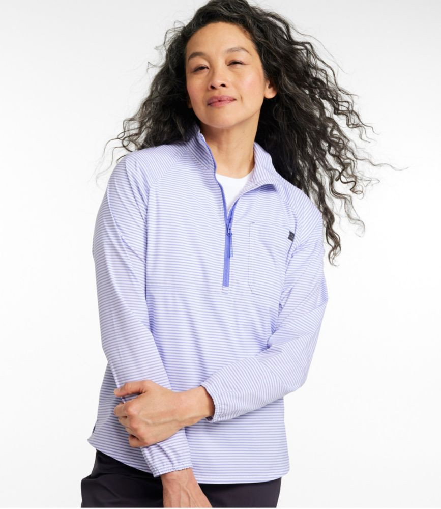 Women's Everyday SunSmart® Woven Shirt, Quarter-Zip Pullover Colorblock | L.L. Bean