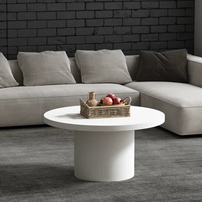 35" Round Coffee Table White Fiberglass | Wayfair North America
