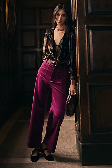 The Colette Cropped Wide-Leg Corduroy Pants | Anthropologie (US)