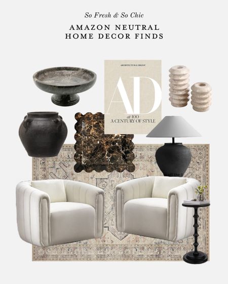 Amazon neutral home decor finds!
-
Coffee table books - black textured lamp with white shade - amber Lewis Marana lamp dupe - set of two lamps - set of two boucle swivel arm chairs - neutral Loloi rug - living room rug - traditional rug - bedroom rug - travertine scalloped candle holders - taper candle holders travertine - marble fruit bowl charcoal - black textured vase planter - marble scalloped tray - trinket dish scalloped marble - turned leg cocktail drinks table - affordable home decor - minimalist home decor 

#LTKunder100 #LTKhome #LTKsalealert