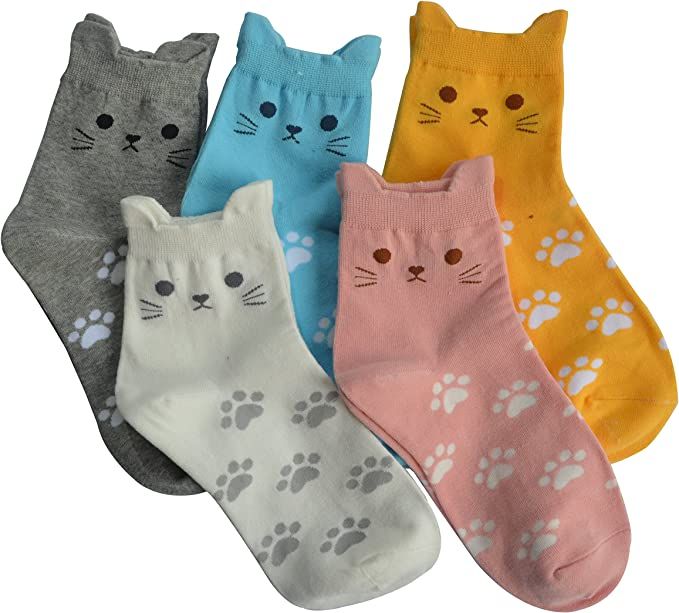 Jeasona Women's Cat Socks Cute Animal Socks Sunflower Owl Sloth Gifts for Women | Amazon (US)