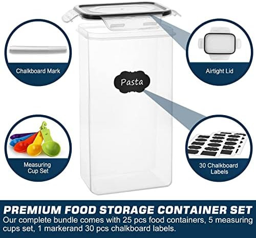 Airtight Food Storage Containers 25-Piece Set, Kitchen & Pantry Organization, BPA Free Plastic St... | Amazon (US)
