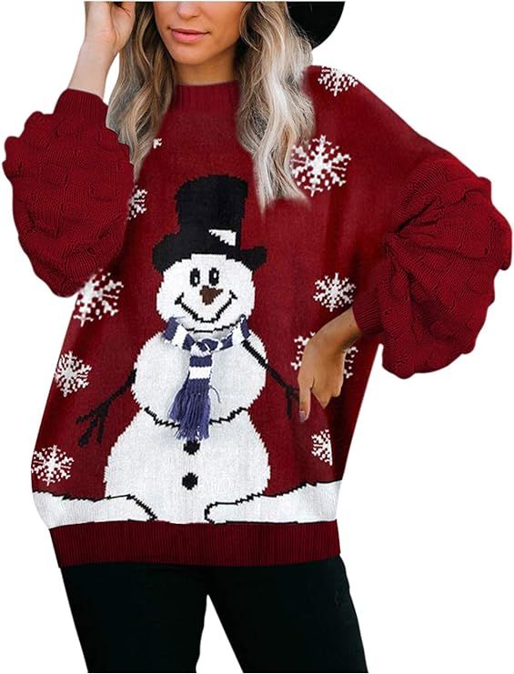 Sovoyontee Women's Oversized Pullover Cute Ugly Christmas Sweater | Amazon (US)