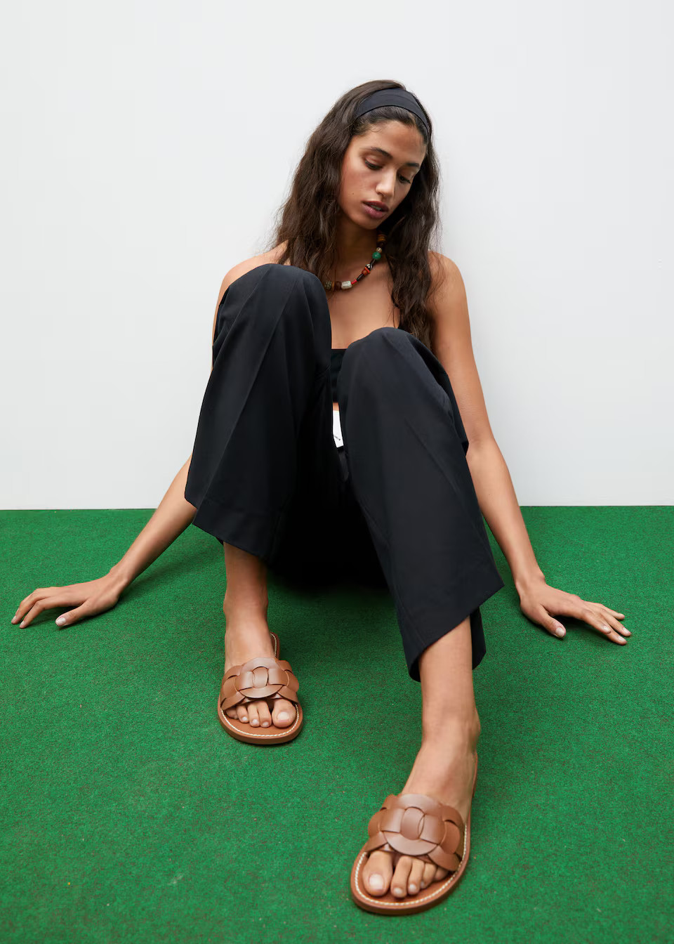 Leather braided sandals | MANGO (US)