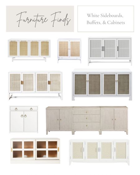 White, ivory, cream, and rattan storage cabinet, buffet, credenza, sideboard, target, Amazon, Mcgee & Co, Ballard Designs, Wayfair 
