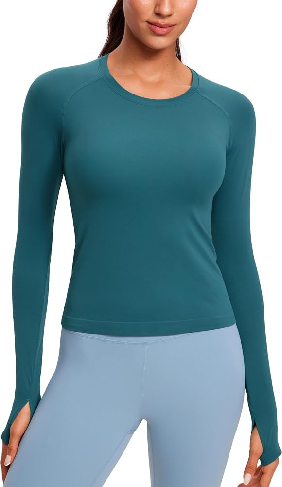CRZ YOGA Womens Seamless Workout Long Sleeve Shirts Quick Dry Gym Athletic Tops Breathable Runnin... | Amazon (US)