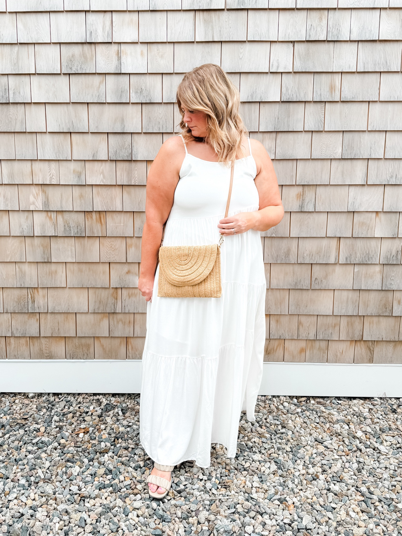 A white maxi dress is so perfect for summer.  Love this asymmetrical one! Wearing a large  

#LTKMidsize #LTKWedding #LTKStyleTip
