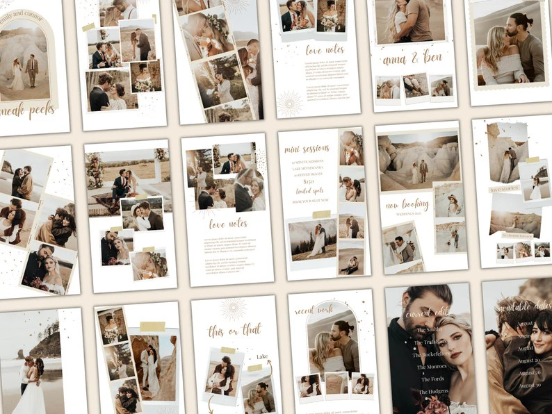 Canva Photographer Boho Instagram Stories Bundle Editable Templates Wedding Photography Elopement... | Etsy (US)