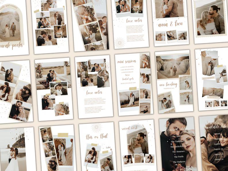 Canva Photographer Boho Instagram Stories Bundle Editable Templates Wedding Photography Elopement... | Etsy (US)