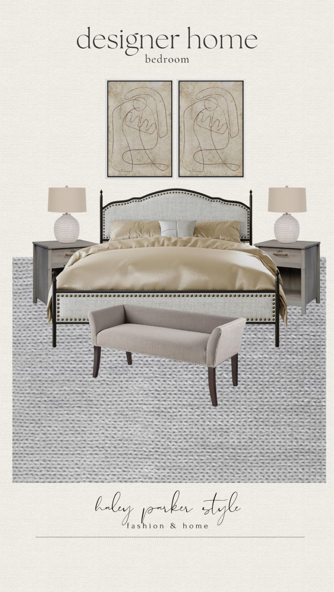 Designer home bedroom design from Amazon! 

Bed, bench, rug, table lamp, artwork, rug, home decor, night stand 

#LTKSaleAlert #LTKFindsUnder100 #LTKHome