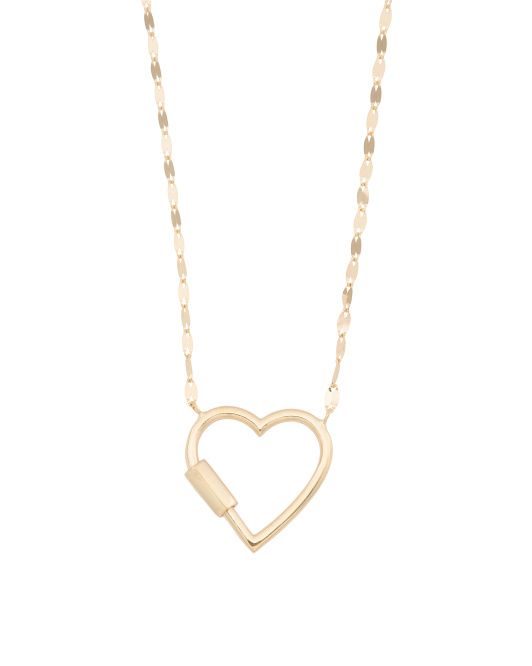 Made In Italy 14k Gold Heart Carabiner Mirror Chain Necklace | TJ Maxx