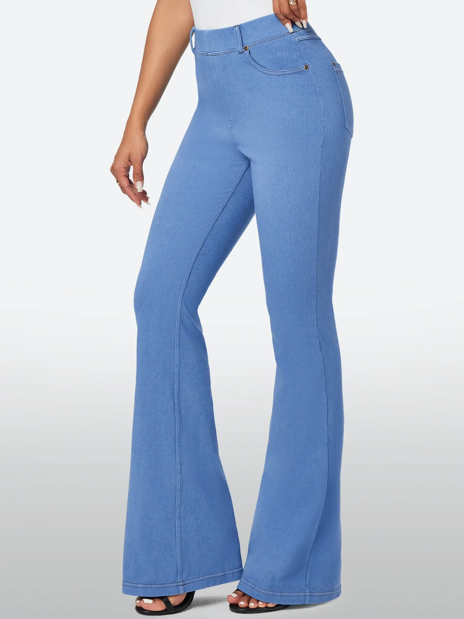 IUGA FlexDenim® High Waisted Stretchy Pull On Flare Jeans | IUGA