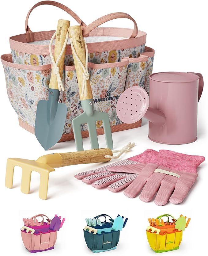 Gardening Set, Tool Kit, for Kids, STEM, Includes Tote Bag, Spade, Watering Can, Rake, Fork, Trow... | Amazon (US)