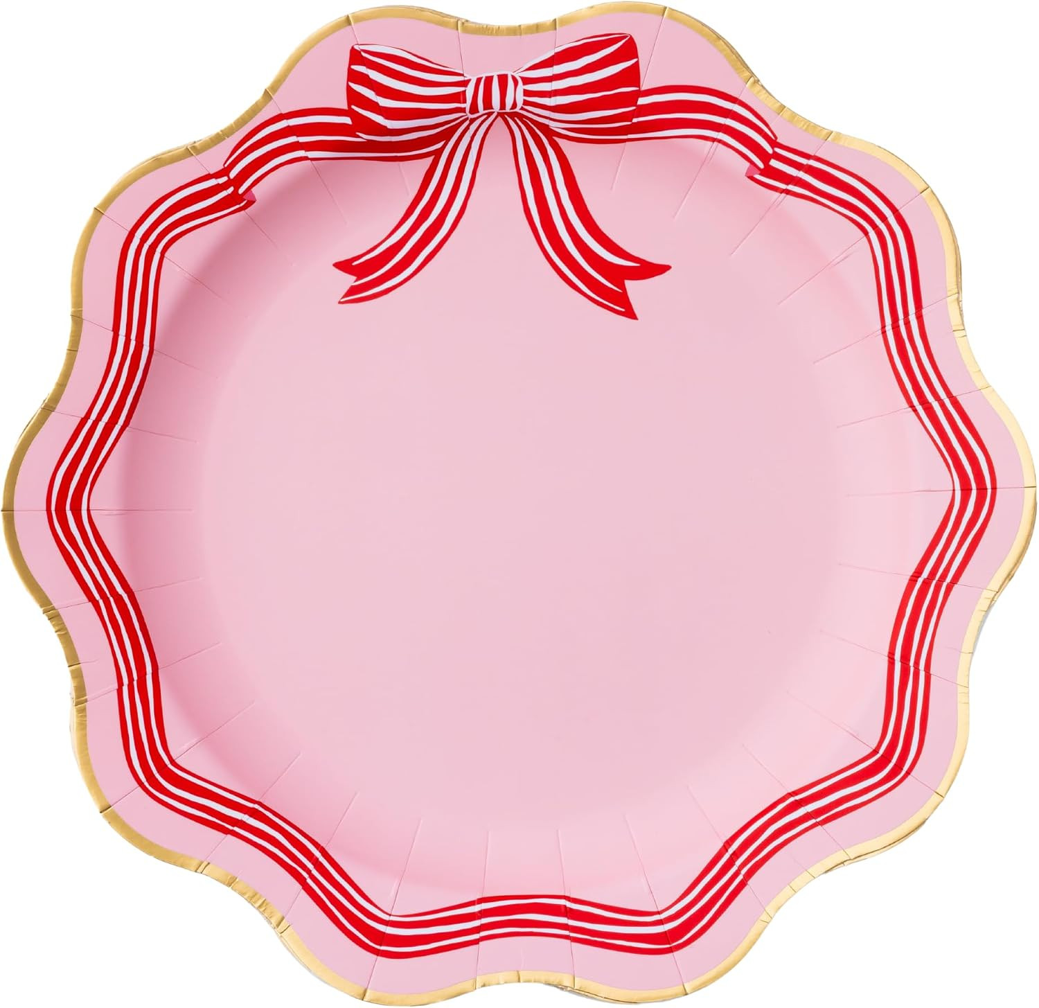 Bonjour Fete Elegant Pink Peppermint Bow Large Paper Party Plates | Large Disposable Dinner Plates for Christmas & Holiday Parties | Premium Party Supplies & Decorations | Pack of 8, 11" | Amazon (US)