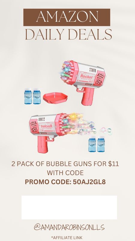 Amazon Daily Deals
2 pack of bubble guns

#LTKfindsunder50 #LTKsalealert #LTKkids
