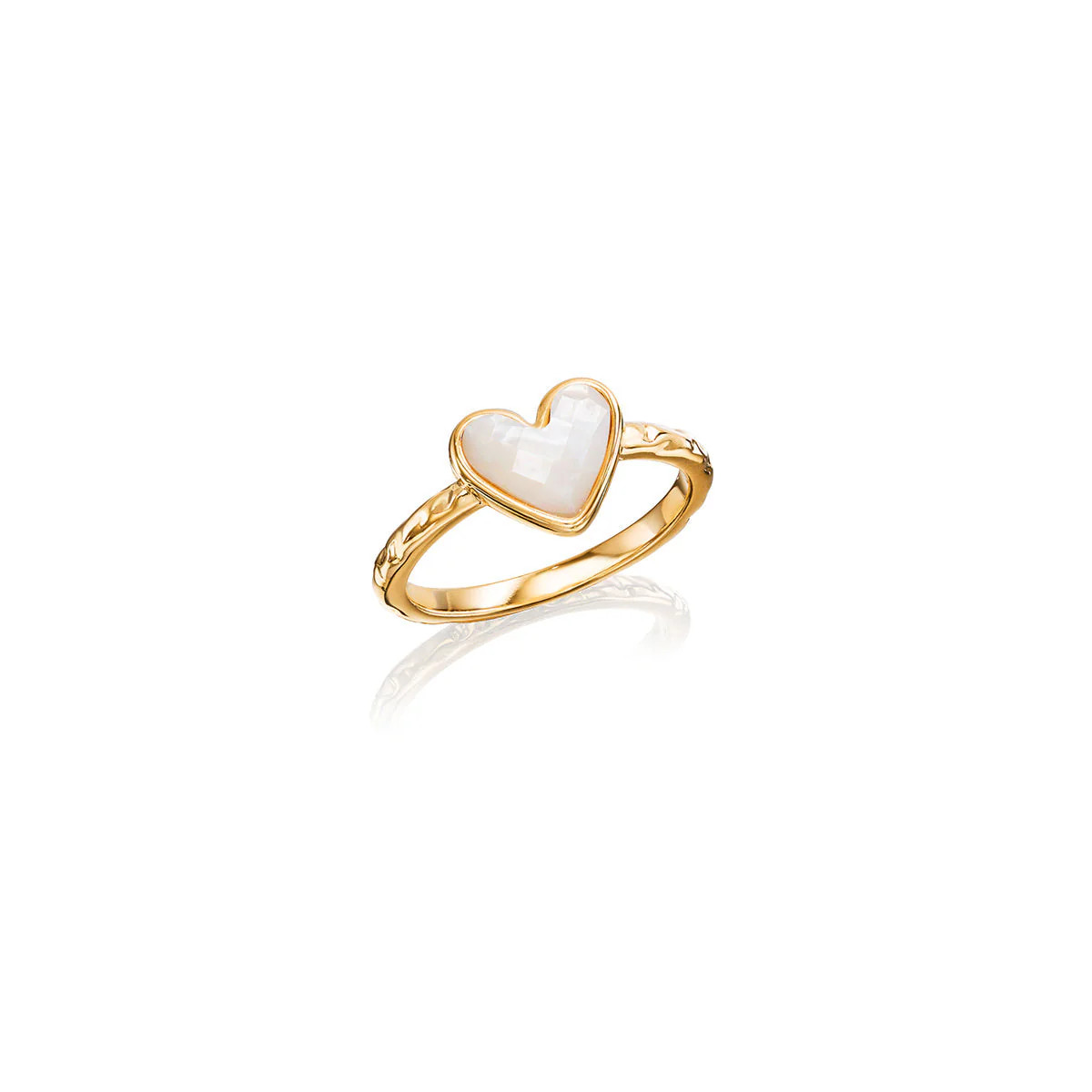 White Quartz Heart Ring (Gold) | Abbott Lyon