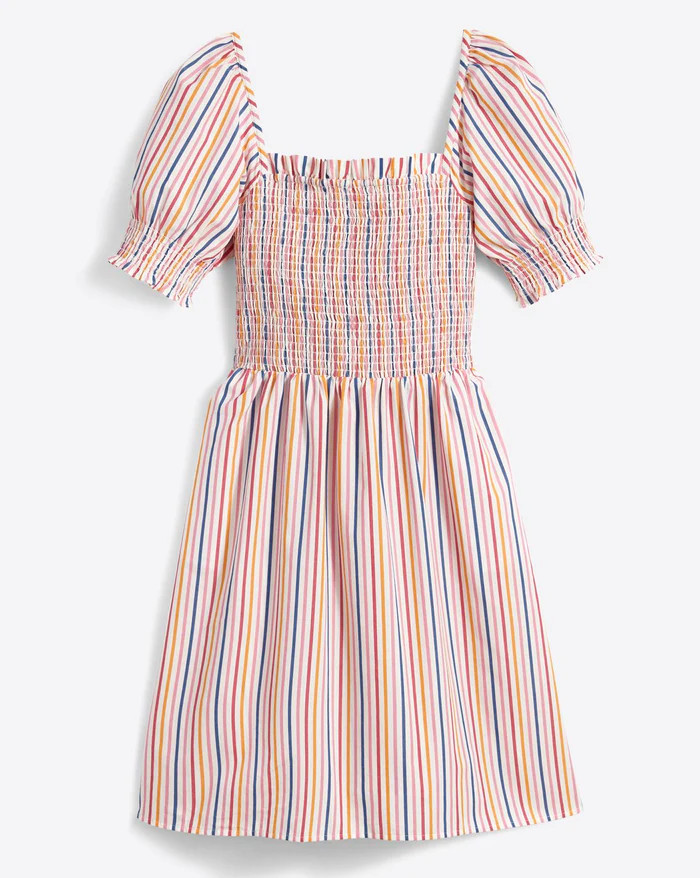 Cam Smocked Dress in Multi Stripe | Draper James (US)