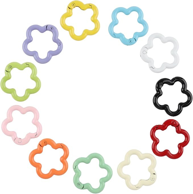 11Pcs Cute Flower-Shaped Carabiner Clips, Small Aluminum Alloy Colorful Spring Keychain, Mini Key... | Amazon (US)