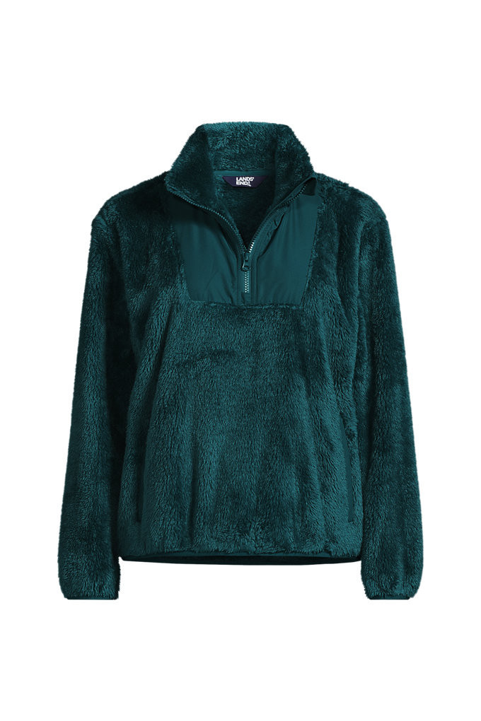 Women's Half Zip Cozy Sherpa Fleece Pullover - Lands' End - Blue - S | Lands' End (US)