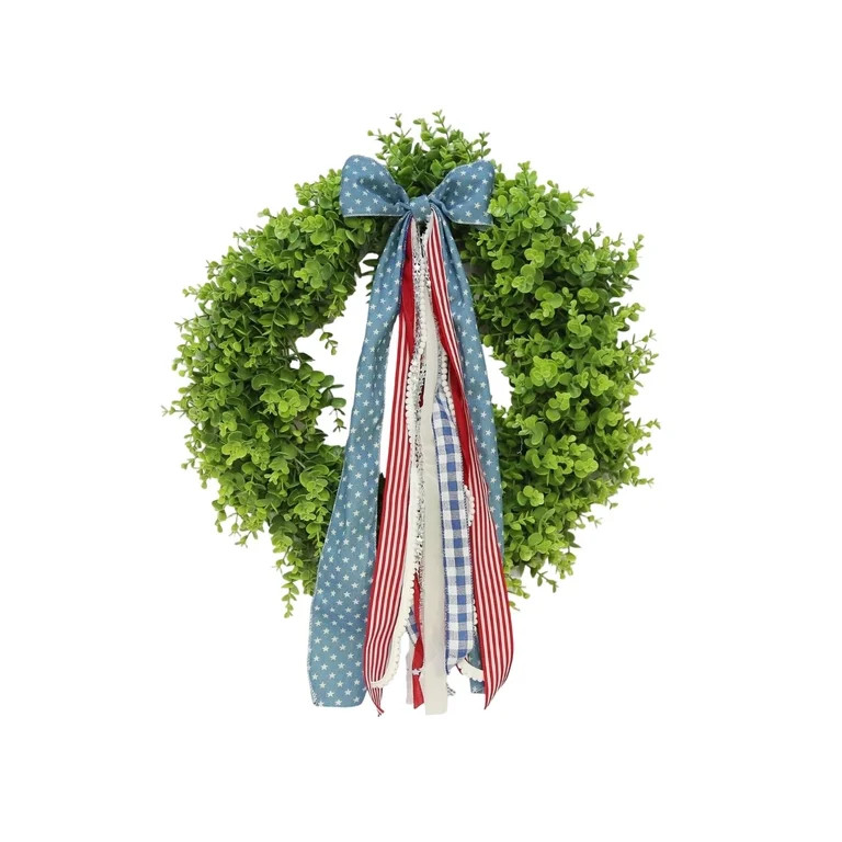Boxwood Wreath with Bow,Red/White/Blue,Dector for Holidays,Special Events,or Simply | Walmart (US)