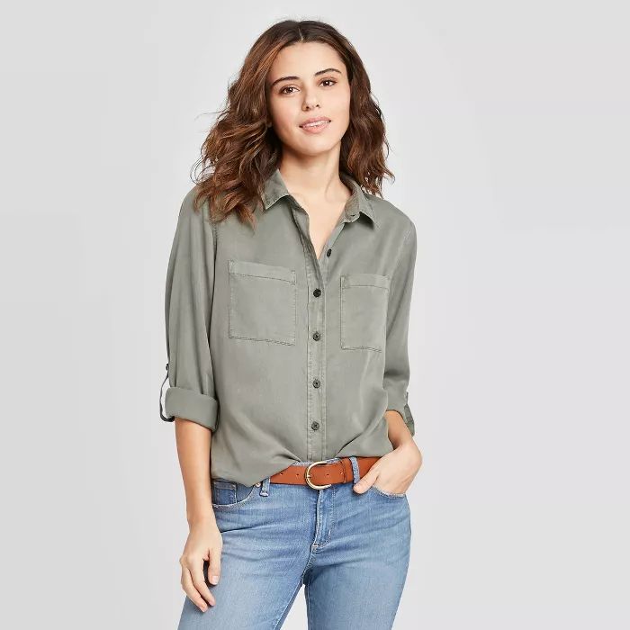 Women's Long Sleeve Collared Button-Down Shirt - Universal Thread™ | Target