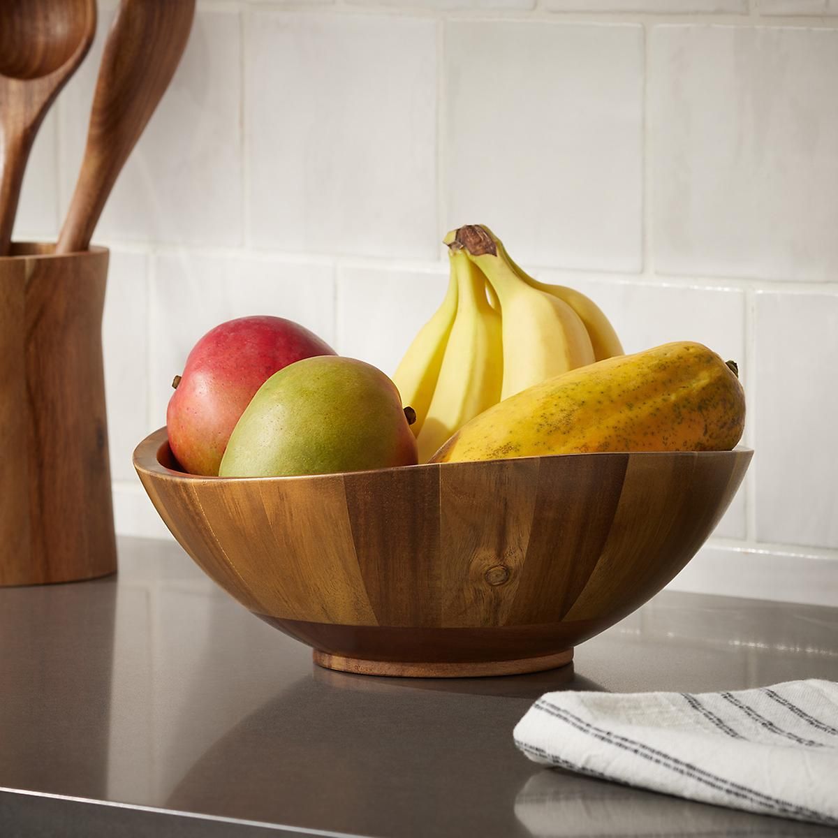Acacia Fruit Bowl | The Container Store
